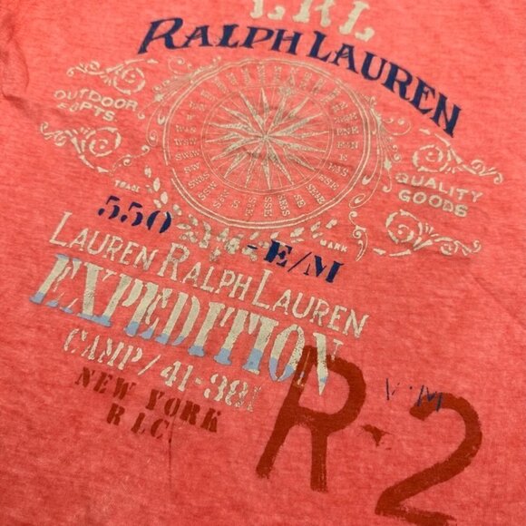 Ralph Lauren EXPEDITION CAMP Compass T-Shirt Orange Sleeveless Crew Cotton S - Picture 2 of 8